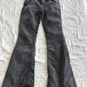 Gray Flared Corduroy Pants